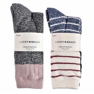 🔥🔥12 Pairs Lucky Brand Ladies' Boot Sock, Navy Pack & Black Pack